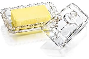 2-Piece Clear Glass Butter Dish with Lid