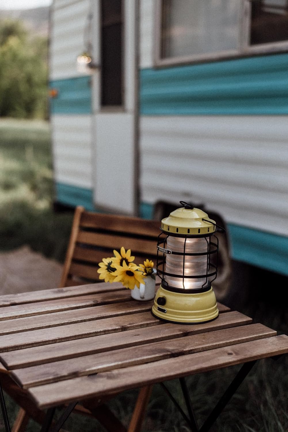 Barebones Forest Lantern – Dusty Yellow, Vintage Rechargeable LED Lantern with Adjustable Brightness – Battery Operated Camping Light for Outdoor Adventures, Backyard Gatherings, and Emergency Use - Image 6
