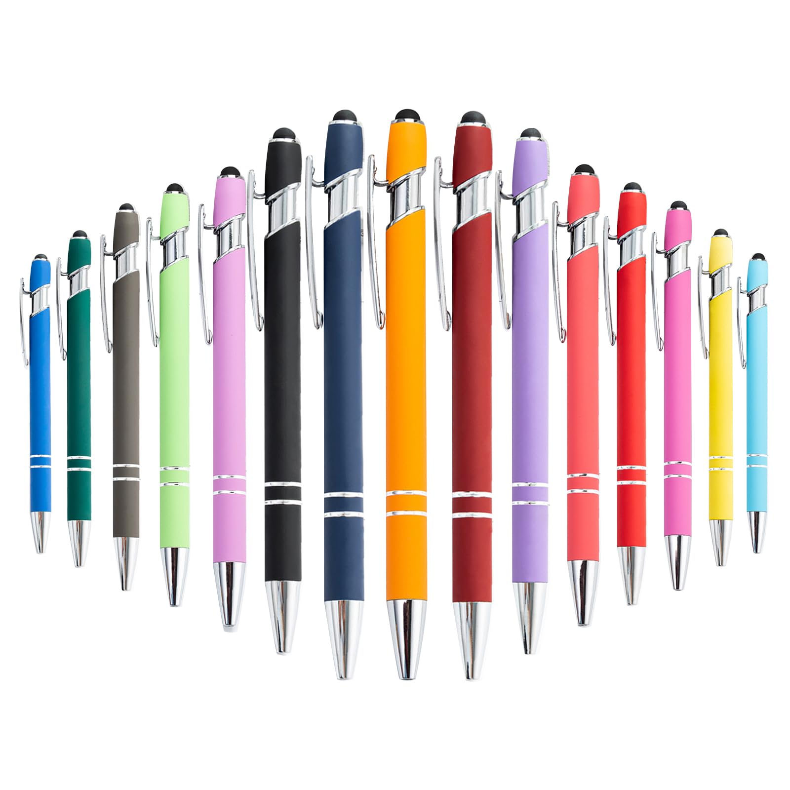 Ballpoint Pen with Stylus Tip, 15PCS Retractable Ballpoint Pens, 2 in 1 Stylus Ballpoint Pen 1.0 mm Black Ink Metal Pen Stylus Pen for Touch Screens