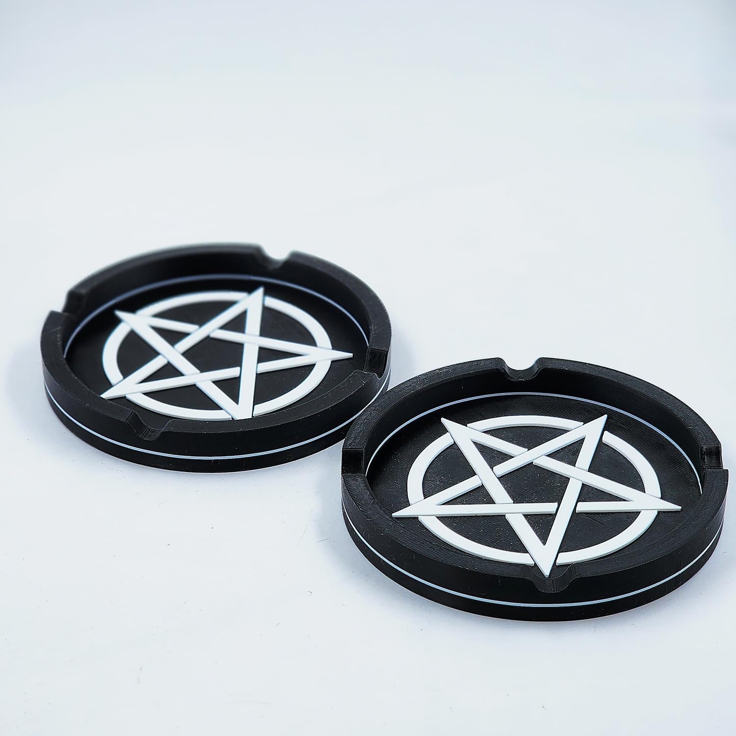Pentagram Gothic Ash Tray Set of 2 | Premium Decorative Smoking Ashtray | Witchcraft Altar Décor, Halloween Accessories, Gothic Home Décor, Cigarette & Cigar Ash Holder | Black & White-image-25