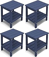 Vista 20 de KINGYES Juego de 2 mesas auxiliares para exteriores, mesa auxiliar Adirondack de doble capa, Aruba