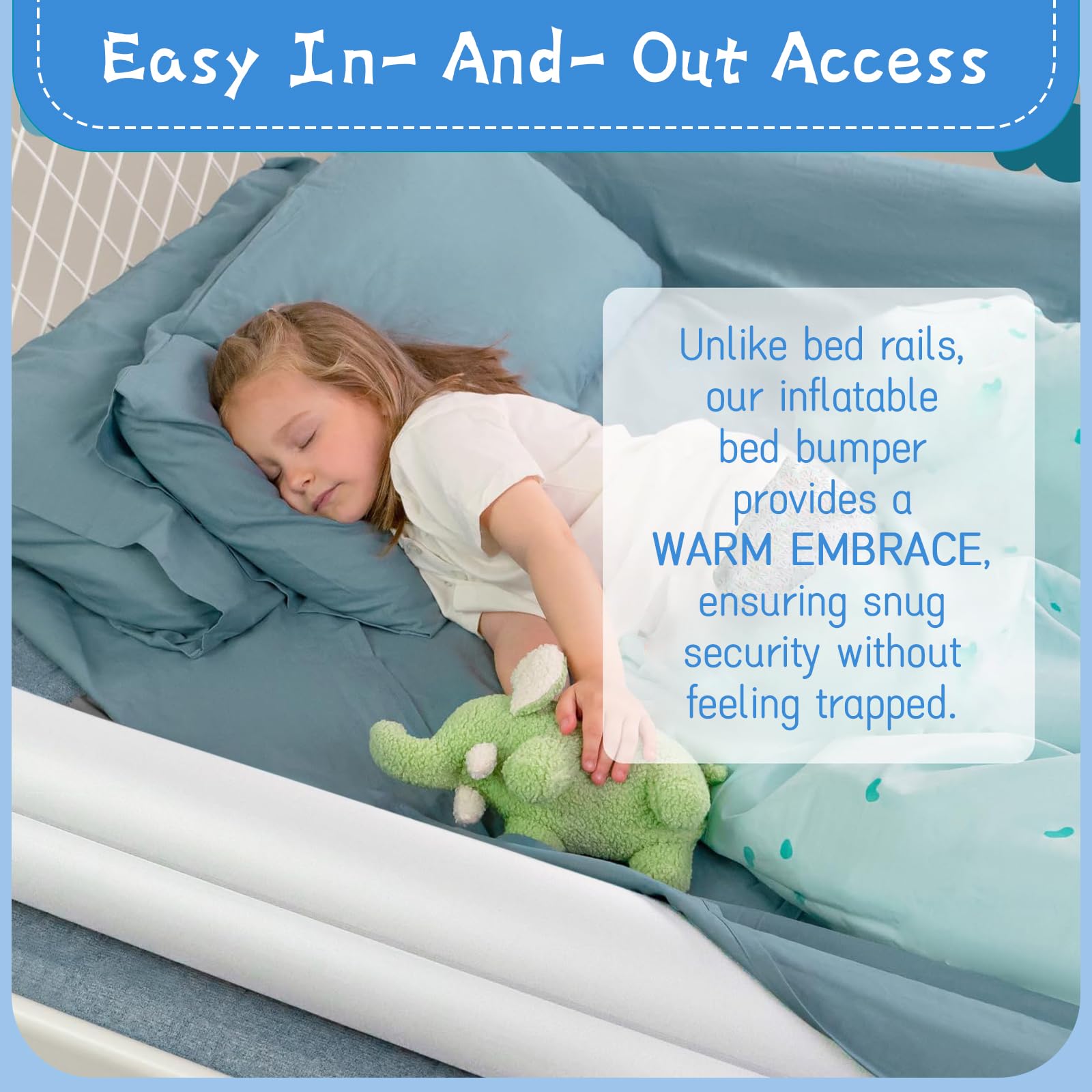 2 Protezione per Letto per Bambini, 2 pezzi Paraurti per Letto Gonfiabile in Confezione per Bambini,Sponda per Letto Anticaduta per Bambini Leggera Confortevole con Pompa ad Aria per Letti Vari