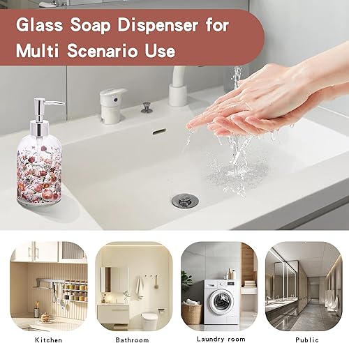 Miniatura 3 de Topadorn Dispensador de jabón de vidrio de 17 onzas con bomba de acero inoxidable a prueba de óxido, dispensador de jabón de cocina y baño para