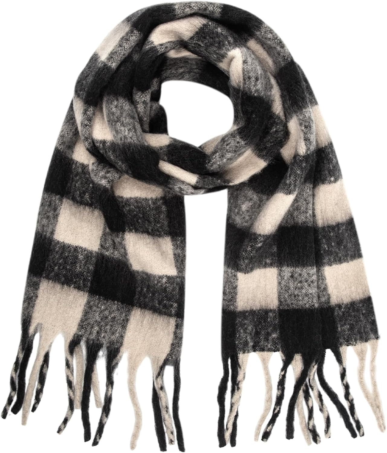 Womens Scarf Winter Big Colorful Checked Thick Warm Soft Scarves Casual Tassel Blanket Scarf - Image 2