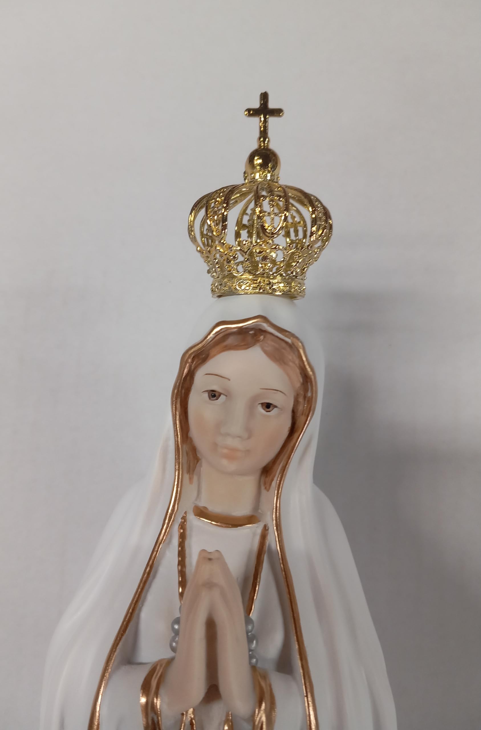 Generico ArteSacraCaravaggio Statua della Madonna di Fatima cm 37,5 in marmo resina decorata a mano di produzione artigianale
