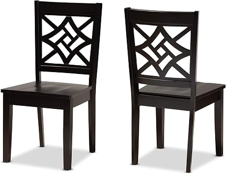 Baxton Studio Nicolette Modern and Contemporary Dark Brown Finished Wood 2-Piece Dining Chair Set