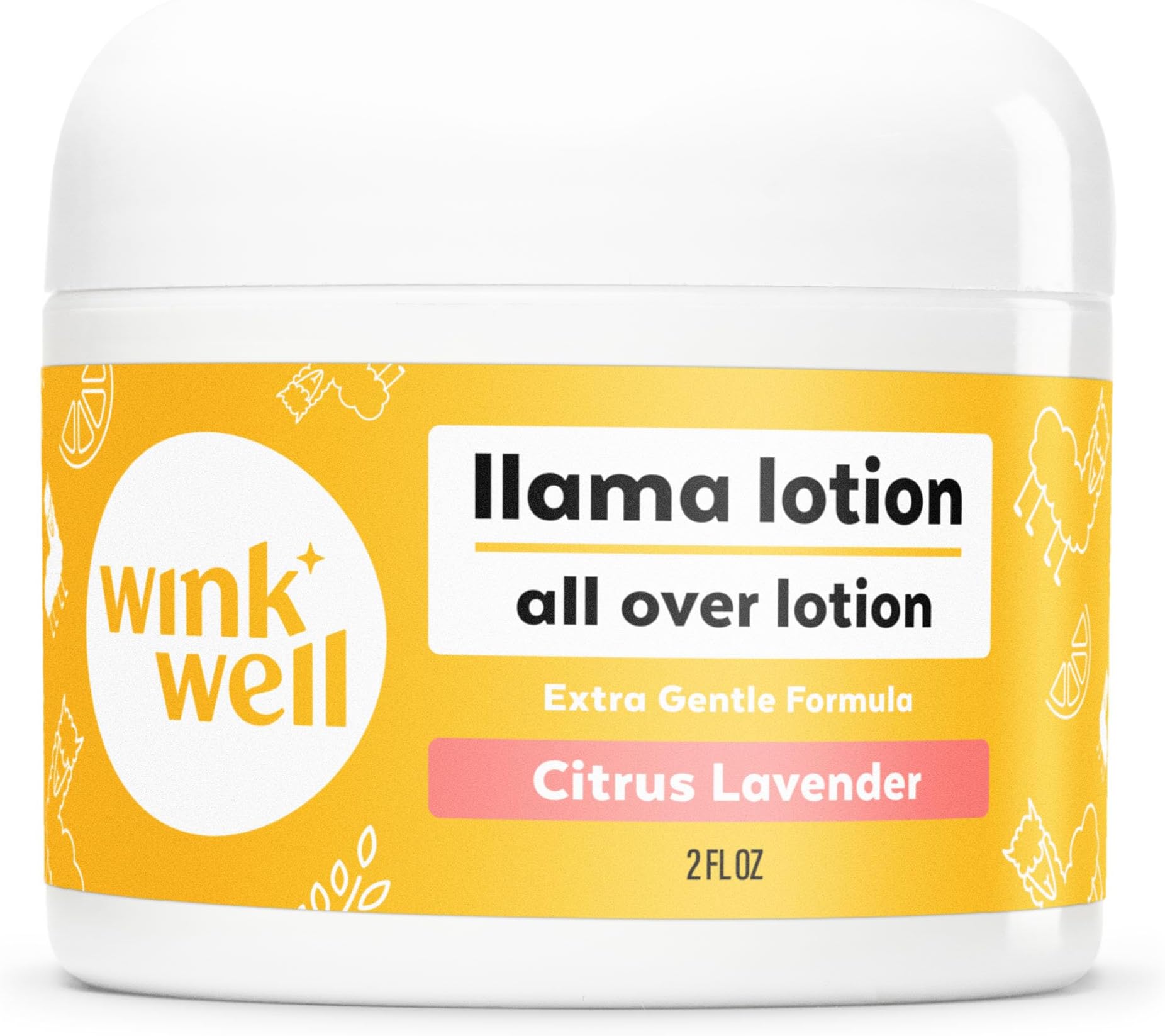 Wink Well Llama Baby Lotion, Gentle Body Care For Moisturizing And Calming Dry Skin For Babies, Kids And Adults, Free Of Parabens, Chemicals, Dyes And Fragrances (2 oz jar)