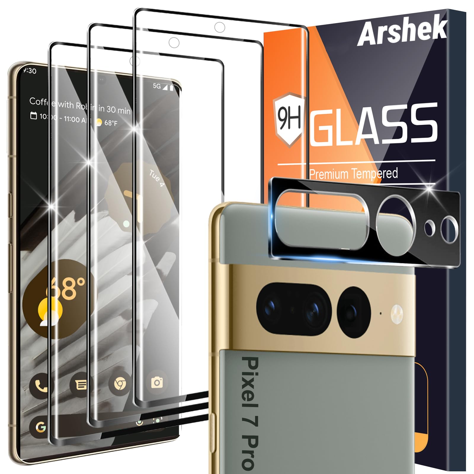 Photo 1 of [3+1 Pack] for Google Pixel 7 Pro Screen Protector, 9H Tempered Glass, Ultrasonic Fingerprint Compatible, 3D Curved, HD Clear Scratch Resistant for Google Pixel 7 Pro 5G Glass Screen Protector
