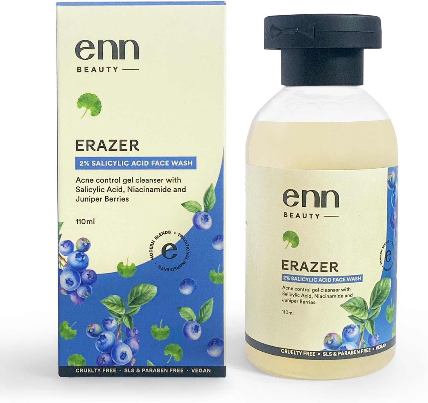 Erazer Salicylic Acid Face Wash for Oily Skin, Infused with Niacinamide Prevents Acne, Pimples & Remove Excess Oil, Sulphate & Parabean Free, All Skin Type - 110ml