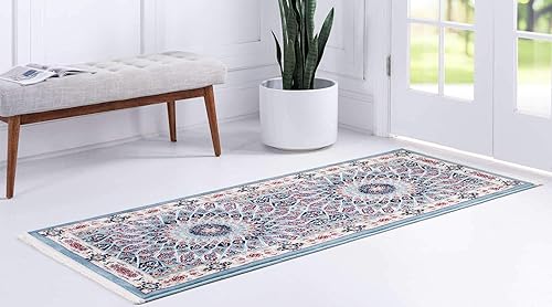 Miniatura 2 de Unique Loom Colección Narenj Adams - Alfombra de área (2 pies 7 pulgadas x 6 pies 1 pulgada, azulborgoña)