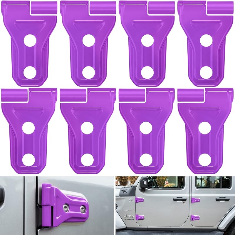Acabamento de Cobertura das Dobradiças das Portas E-cowlboy para Jeep Wrangler JL JLU e Gladiator JT Roxo – 8 unidades