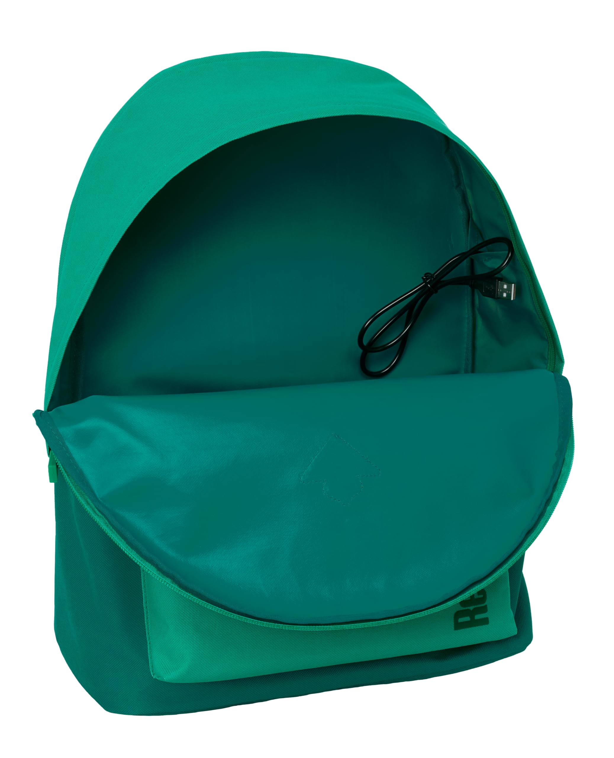 Safta REAL BETIS BALOMPIÉ - Plecak na laptopa 15,6" i USB, idealny dla młodzieży w różnym wieku, tkanina z recyklingu, wygodny i wszechstronny, jakość i wytrzymałość, 31 x 18 x 44 cm, Woda zielona, M