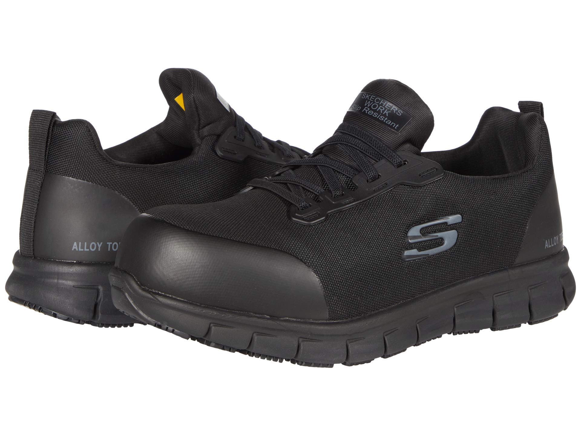 Skechers Women's Slip on Athletic Construction Shoe, Black, 8.5