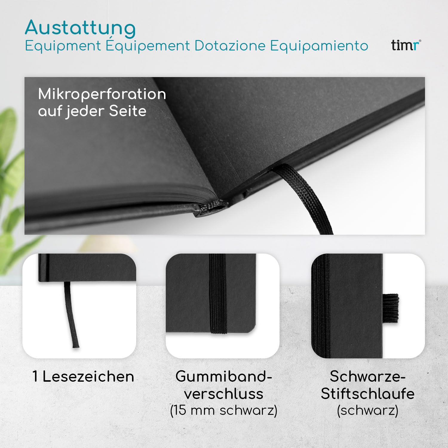 Timr Notizbuch A5 mit schwarzen Seiten 90 g/qm - 192 Seiten inkl. Kugelschreiber - hochwertig schreiben zeichnen I tr508