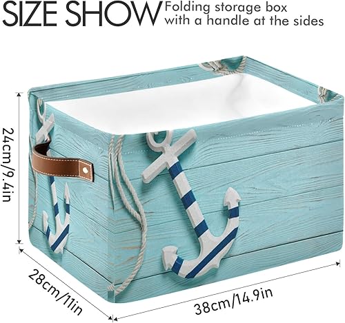 Miniatura 27 de AUUXVA Cesta de almacenamiento de estrellas de mar tropical, playa, conchas marinas, caja de almacenamiento de lona duradera plegable para juguetes