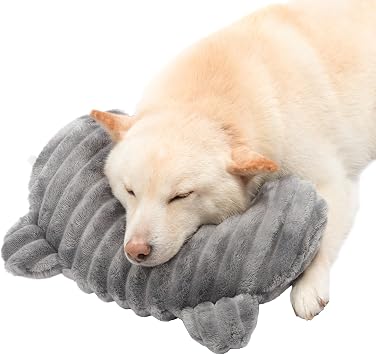 Dog Calming Pillow,Soft and Neck-Friendly,Washable Pet Neck Pillows,14"x9" | Fluffy High Density Pet Bed Pillow for Small Medium Large Dogs and Cats,Calming Pillow for Senior Pup Puppy Kitten,Gray