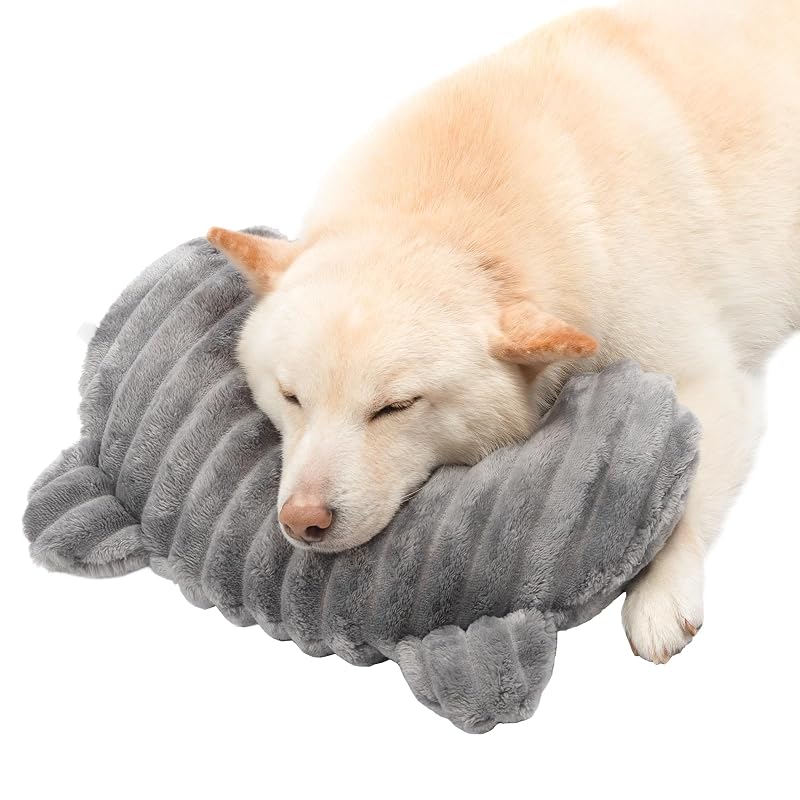 Almofada em U para Cães e Gatos Jiupety, Lavável e com Tecido Macio, Cinza, Grande (35,56 x 22,86 x 7,62 cm)