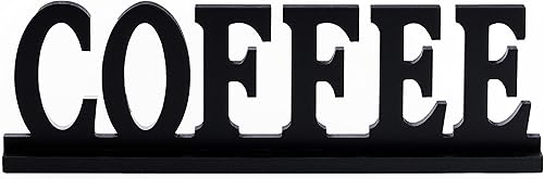 LifeLAZA Letrero de café, decoración de barra de café, letras de bloque de madera envejecida independientes, letreros de estación de café para