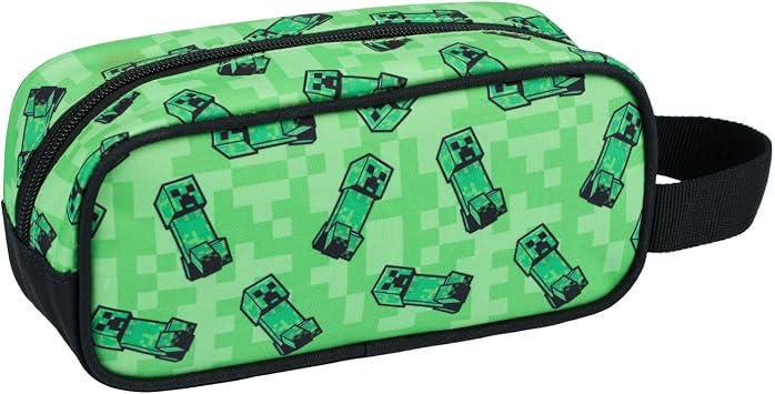 Baagl Minecraft Pencil Case and Gym Bag Set 2 Pieces for Boys and Girls, School Pencil Case, Gym Bag, Pencil Case, Shoe Bag, Pencil Case for Teenagers, Children Case, creeper, 42 cm x 31 cm x 1 cm
