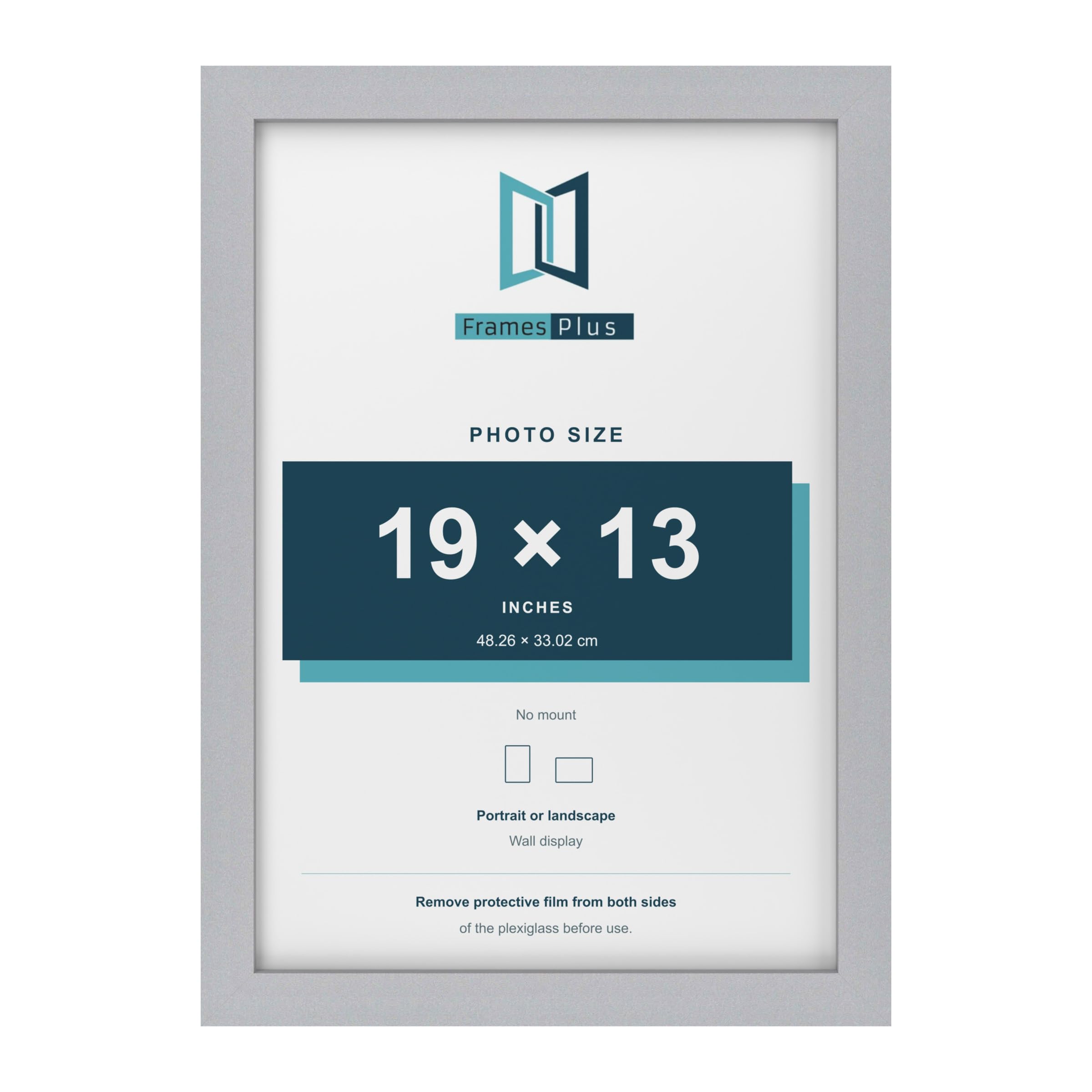 FramesPlus 19x13 Inch Picture Frame, Silver, Modern Photo Frame for Wall