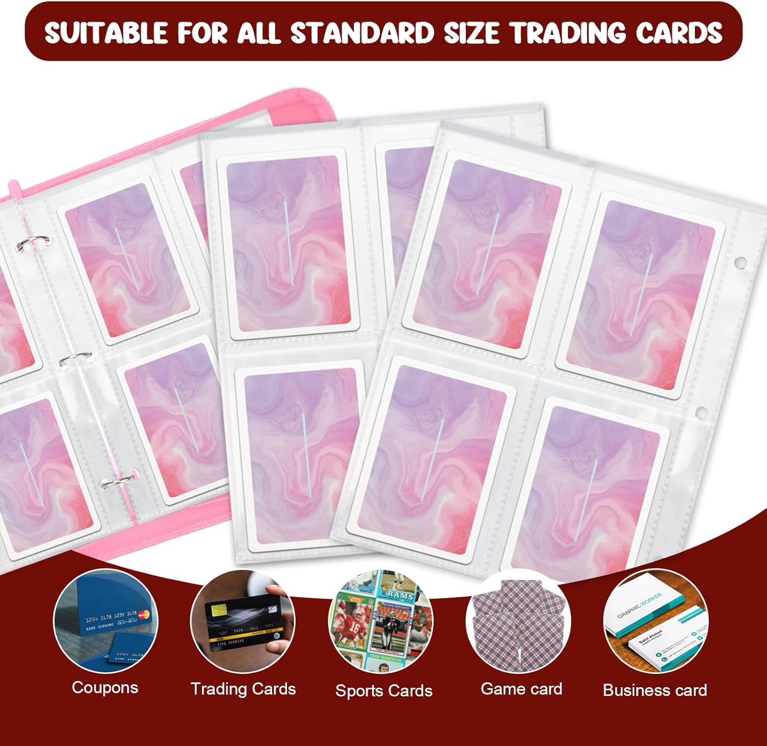 Card Binder 400 Pockets, Othran Trading Card Binder 4-Pocket with Shoulder Strap and Zipper for Boys & Girls Trading Game Sports Cards Organized