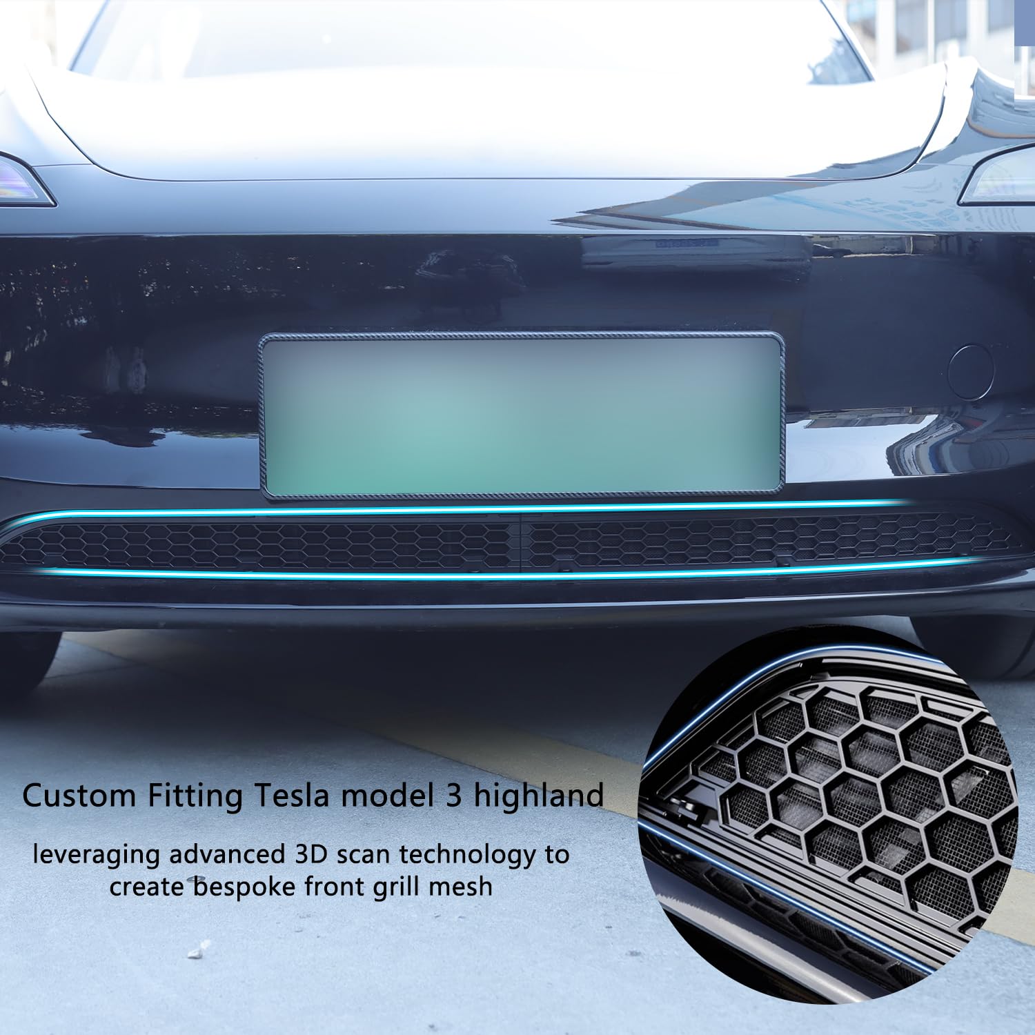 Arcoche Rejillas Frontales de Radiador Malla de Parrilla Frontal Para Tesla Model 3 2025 2024 Highland, Inserciones de Parrilla Delantera Cubierta Parrilla Delantera Para Model 3 Accesorios
