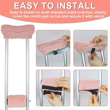 Sheepskin Fleece Crutch Pads Underarm Crutch Pads and Hand Grip Universal Ultra Thick Fluffy Crutch Covers