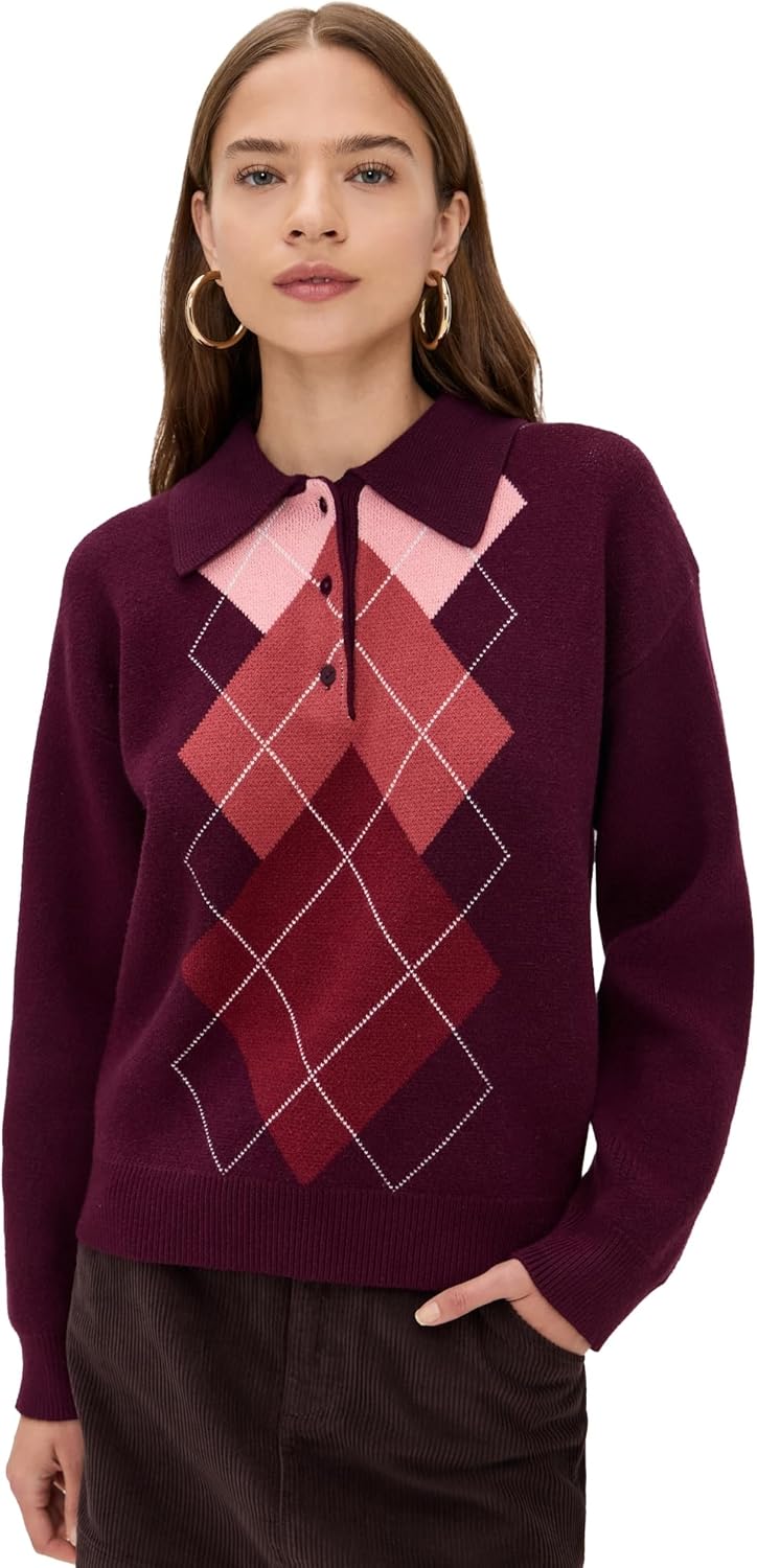 English Factory Women's Argyle Knit Sweater