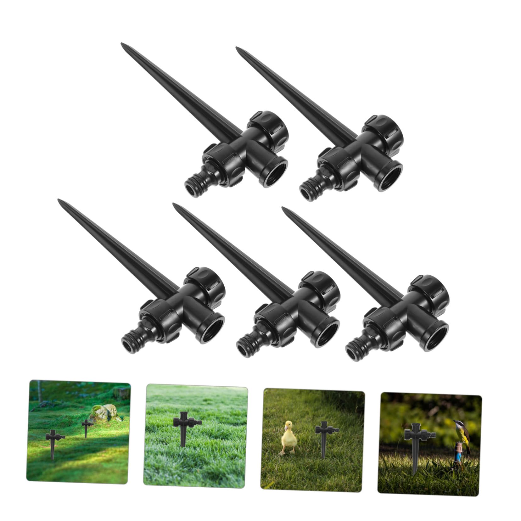 Toyvian 5 Set Sprinkler Rotante Automatico Dispositivi Di Irrigazione Delle Piante Fornitura Giardino Spruzzino Picchetto Per Irrigatore Multiuso Plastica Nero 5 Pezzi*5