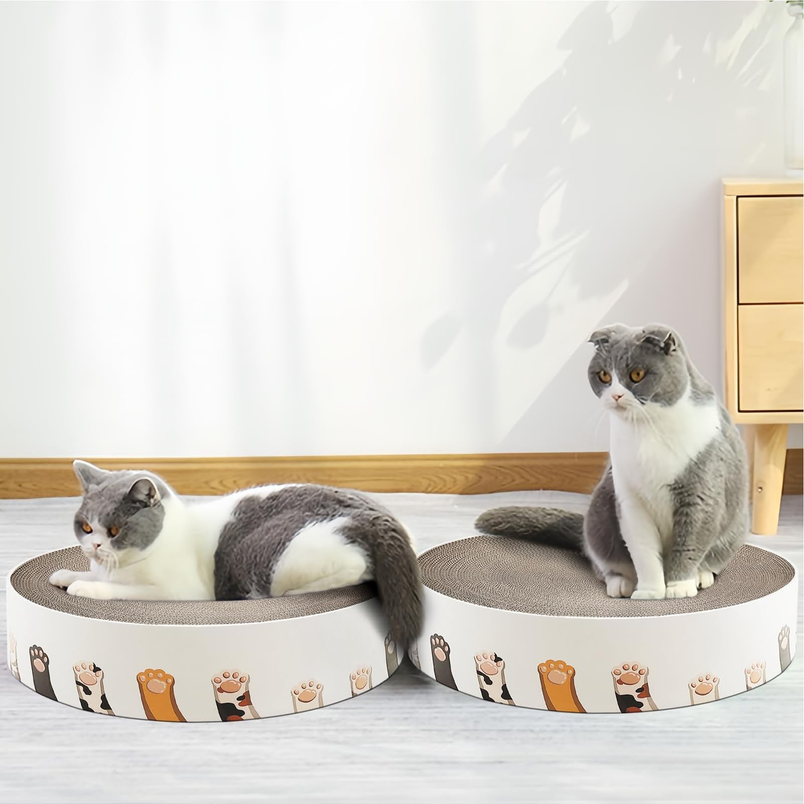 Generico Almohadillas para uñas de gatos | Caseta redonda de cartón ondulado, protector para muebles rascadores – para gatos de todos los tamaños – Protector para muebles de interior para juegos y