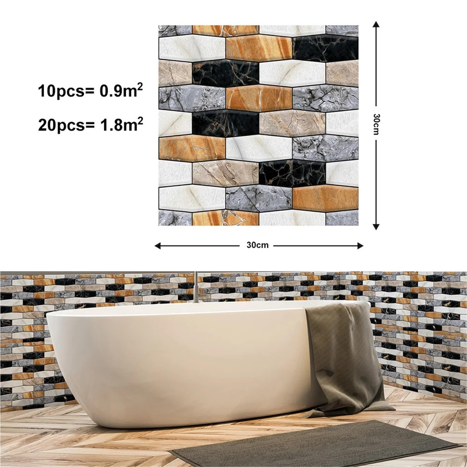 Papel Pintado Autoadhesivo Pegatinas for paredes de ladrillo imitación 3D, 30x30cm, bricolaje, papel tapiz autoadhesivo extraíble, impermeable, decoración artística for sala estar y cocina(G,20pcs)
