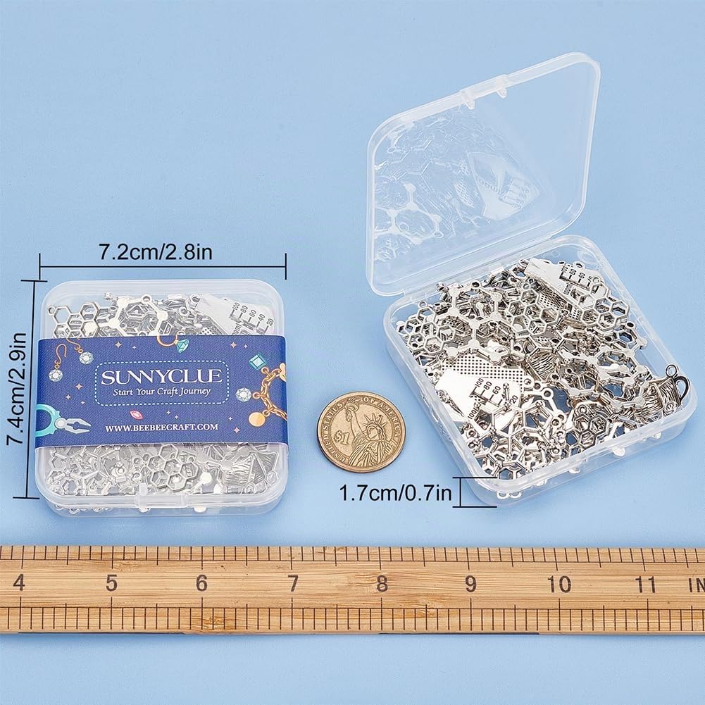 SUNNYCLUE 1 Scatola 60 Pezzi Ciondolo Chimica Stile Caffeina Molecola Tema Labo Gioielli Bracciale Orecchini