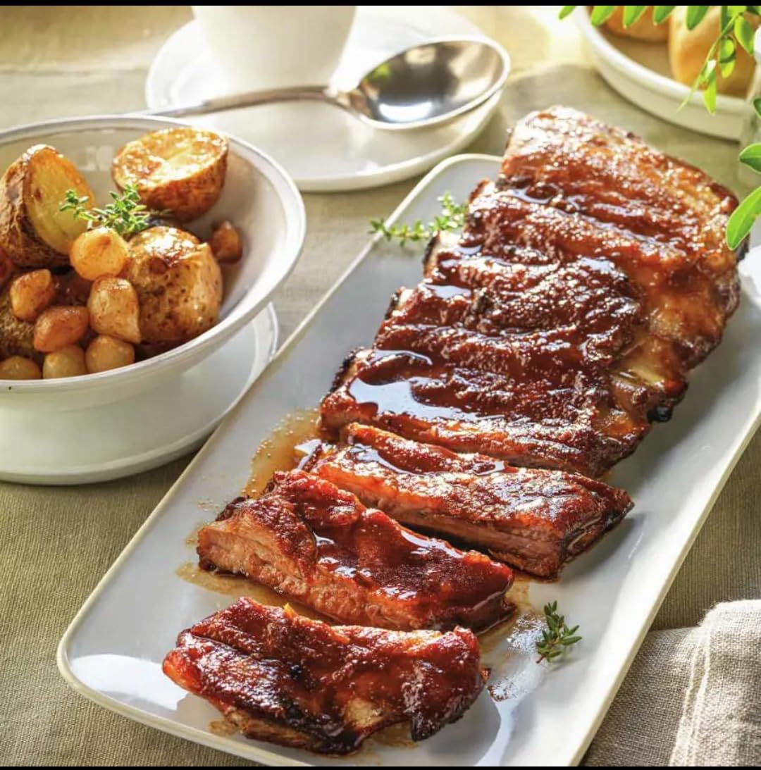 Costillar de Cerdo BBQ Asado en Horno de Leña 600g | Cocción Lenta 6h | Listo para Calentar | 60 Días Refrigerado | Apto para Congelar | Gourmet al Vacío. Caja 6 unidades.