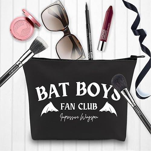 Miniatura 6 de XYANFA Bat Boys Fan Club - Bolsa de maquillaje para amantes de los libros, bolsa con cremallera rosa, BAT BOYS FAN CLUB negro, Moda
