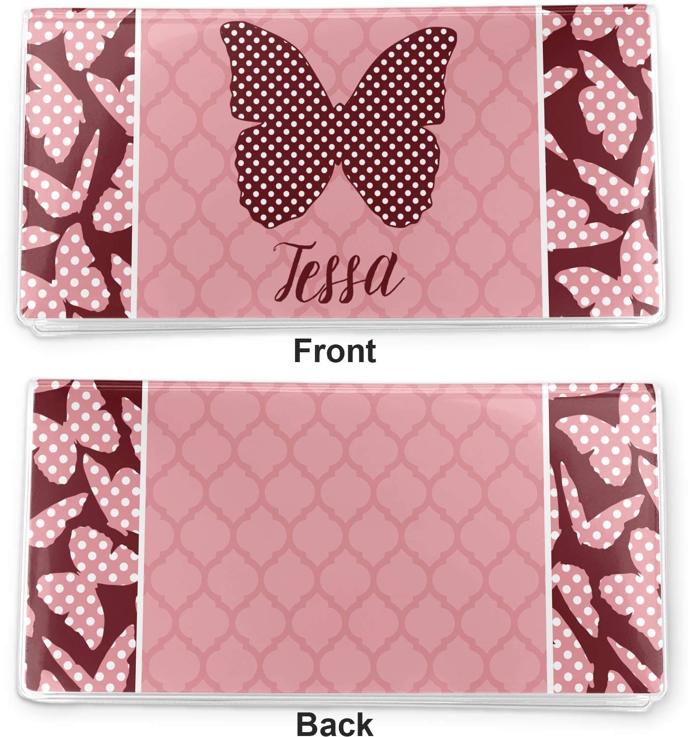 Personalized Polka Dot Butterfly Vinyl Checkbook Cover