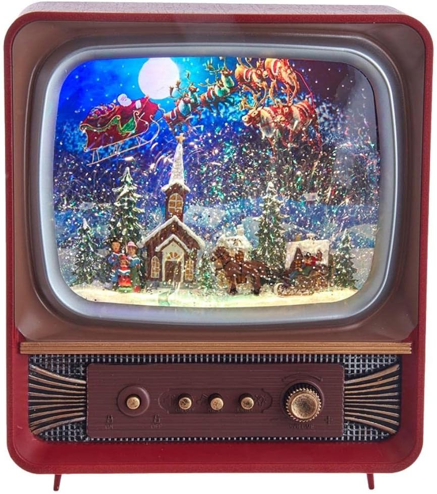 Kurt S. Adler 10-Inch Battery-Operated Musical Water Santa TV Lantern