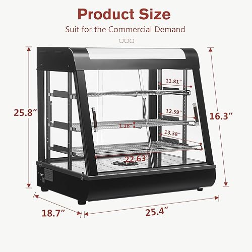Miniatura 7 de Calentadores de alimentos de 3 niveles, calentador comercial de pizza de 27 pulgadas con calefacción 3D con marco de acero inoxidable, puertas