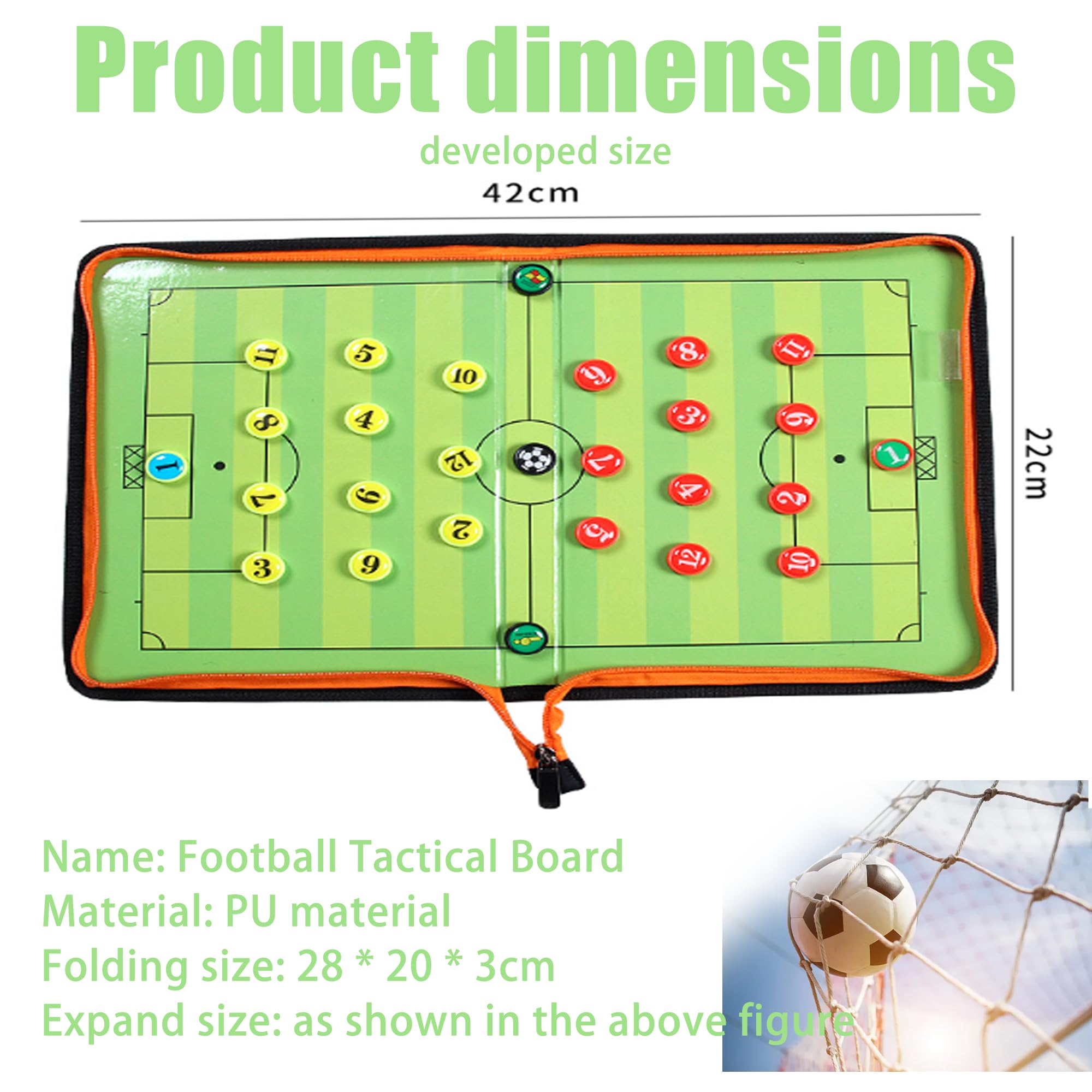 Tablero Táctico de Fútbol con Cremallera, Kit de Estrategia Magnético con Imanes y Marcador