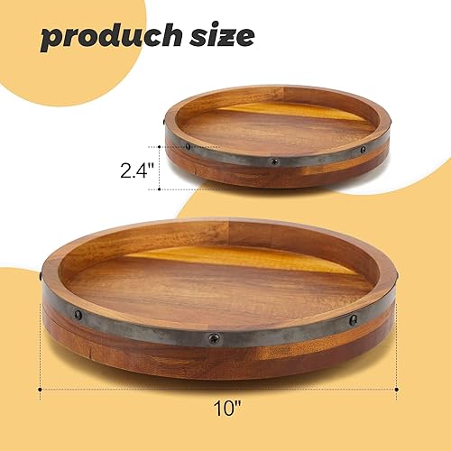 Miniatura 10 de Mesa giratoria Lazy Susan de madera de acacia de 12 pulgadas para mesa, organizador de tocadiscos de cocina, tocadiscos decorativos de 360 grados