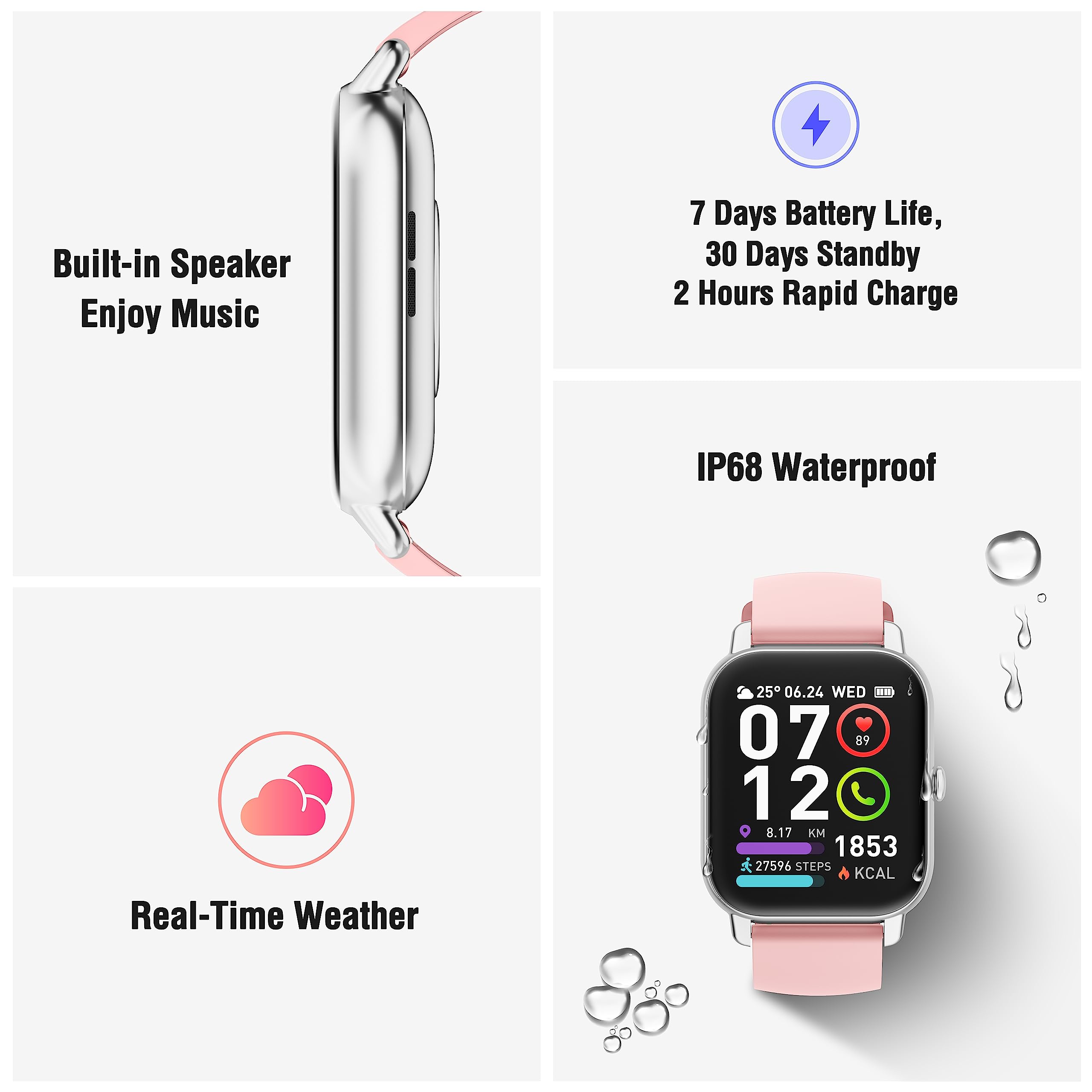 Smartwatch Uomo Donna Chiamate Bluetooth, Orologio Smart Watch con Display LCD 1.85", Contapassi/Sonno/Cardiofrequenzimetro, Impermeabil IP68 112 modalità Fitness, Fitness Tracker per Android iOS