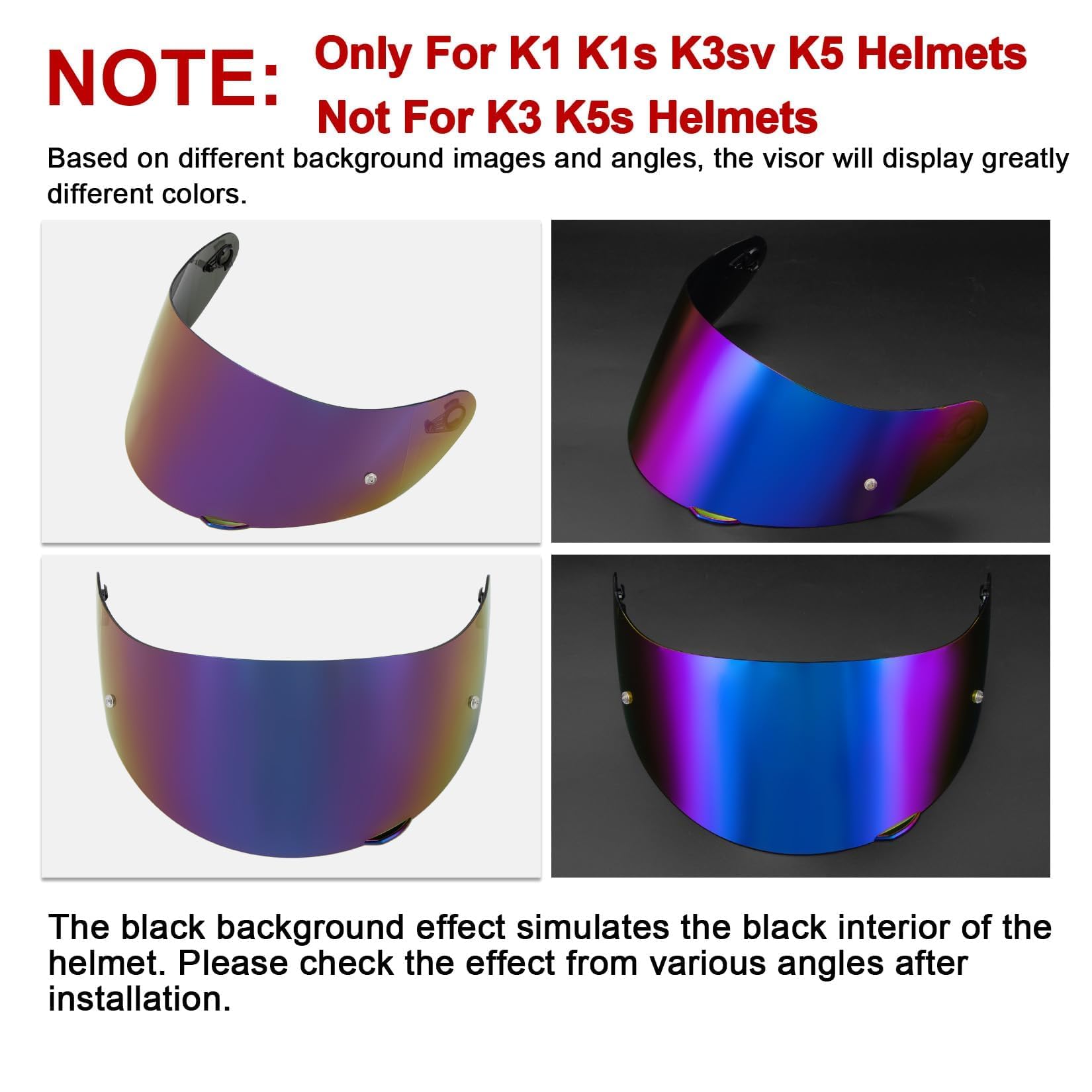 PSLER k1s Visor - k1 Helmet Visor k3sv Tinted Visor k5 Face Shield Replacement for k1 k1s k3sv k5,Rainbow - Image 3