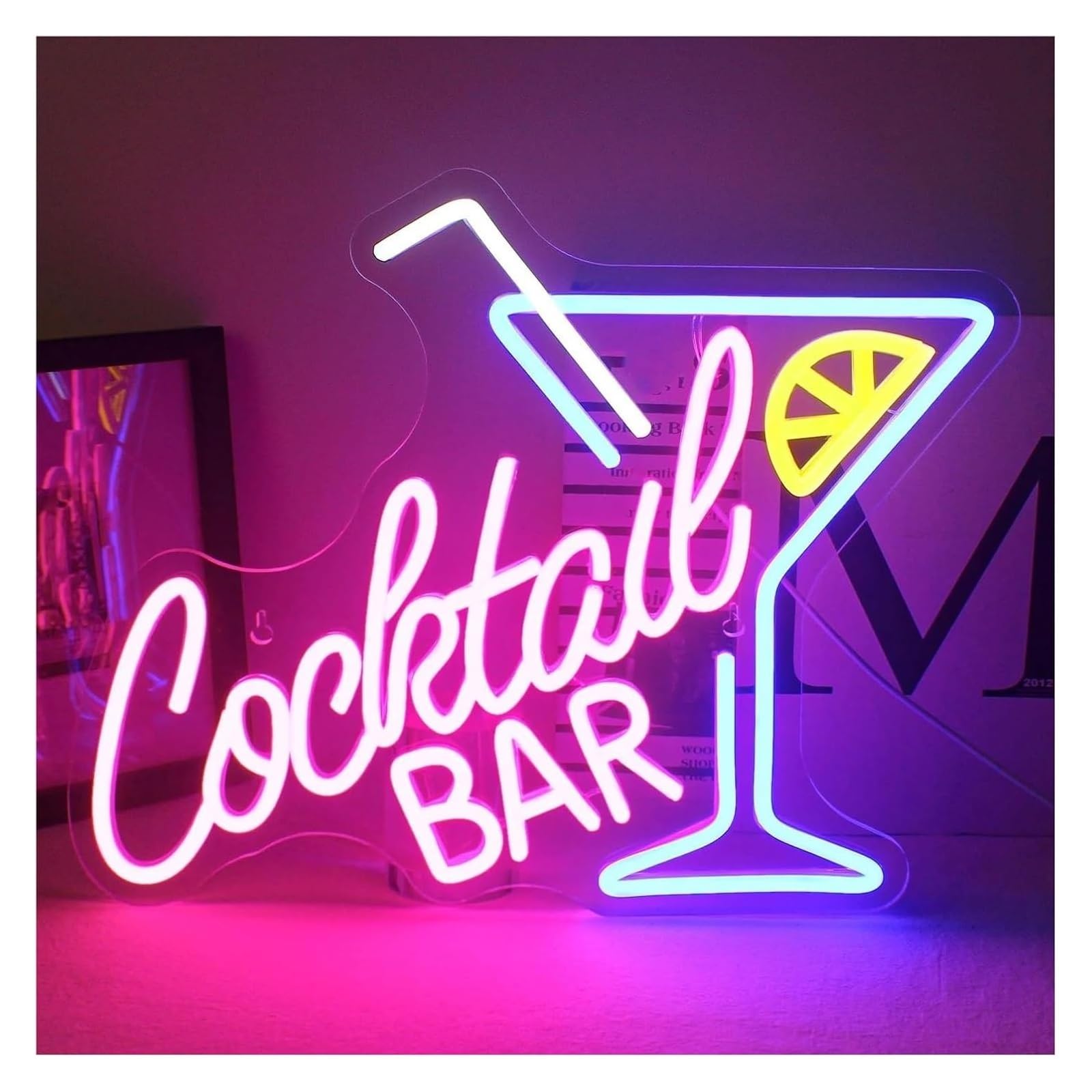 Neón Sign Luces de panel neón para bar cócteles, aplique pared para decoración, con tecnología