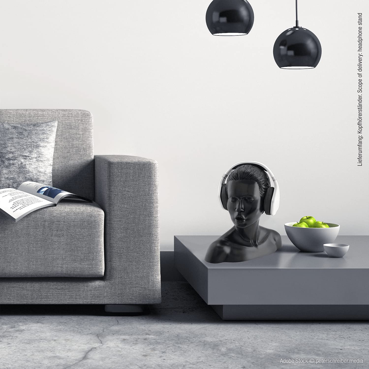OEHLBACH In Fascenatio - Soporte para auriculares, almacenamiento óptimo de auriculares más grandes, auriculares para juegos, hecho a mano, color blanco
