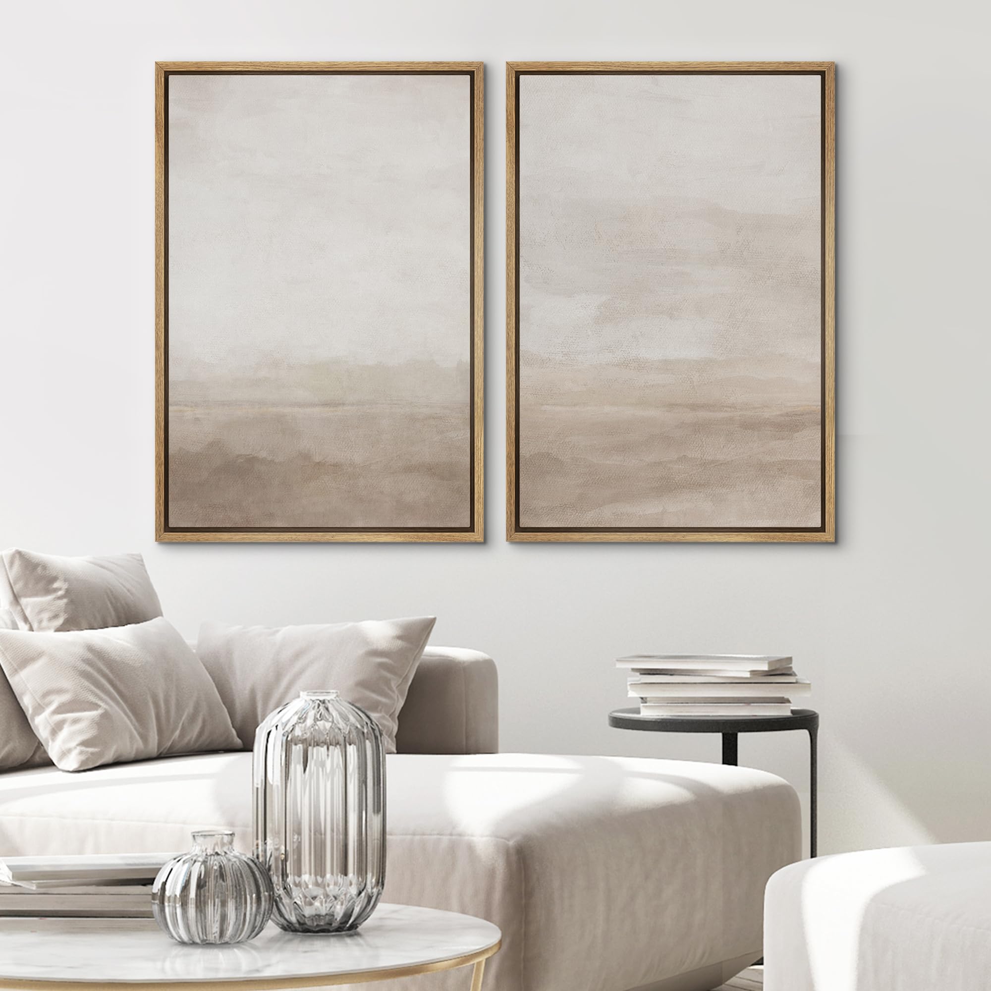 SIGNWIN Framed Canvas Print Wall Art Abstract Wave Pattern Modern Art Minimalist Neutral Decor for Living Room, Bedroom, Office - 16"x24"x2 Natural — view 3