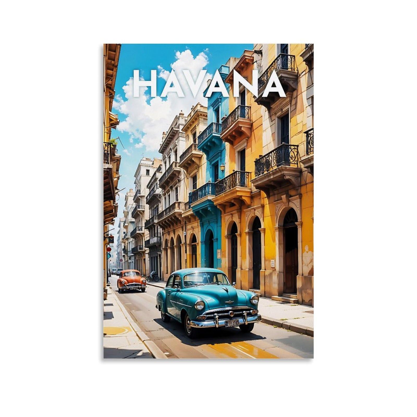 Naegv C386 Paint By Numbers For Adults Havana Cuba Children, Beginners, Diy Gift Arts Kits With Brushes And Acrylic Pigment 50X60cm