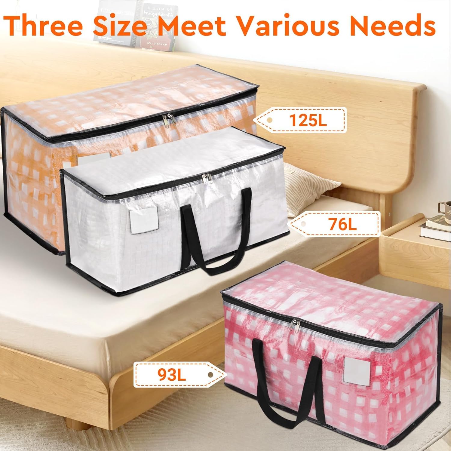 BlissTotes Moving Bags, 93L 8-Pack Storage Bags, Moving Box Heavy Duty Extra Large, Moving Totes with Zipper, Reinforced Handles & Tag Pocket, Boxes for Packaging Moving - Image 7