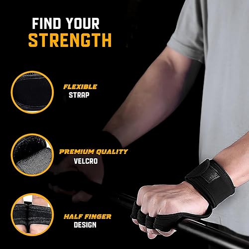 Miniatura 5 de Guantes de levantamiento de pesas súper agarre para hombres y mujeres, guantes de gimnasio ventilados con muñequeras de 16 pulgadas, ideales para