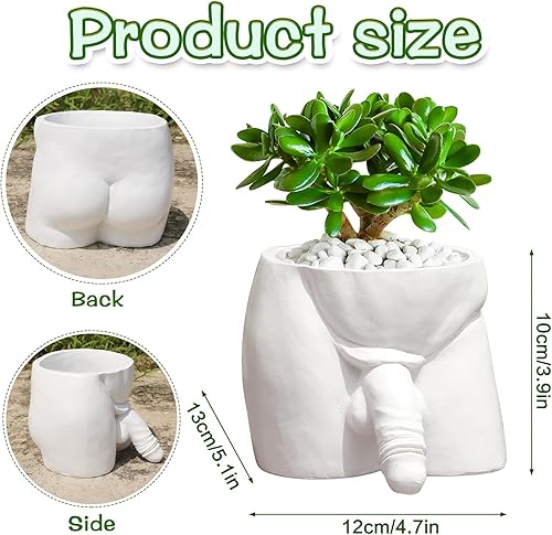 Miniatura 2 de BYBOUS Macetas únicas para decoración de jarrón para el pene, divertido adorno para suculentas, cactus vainilla, maceta con orificio de drenaje para