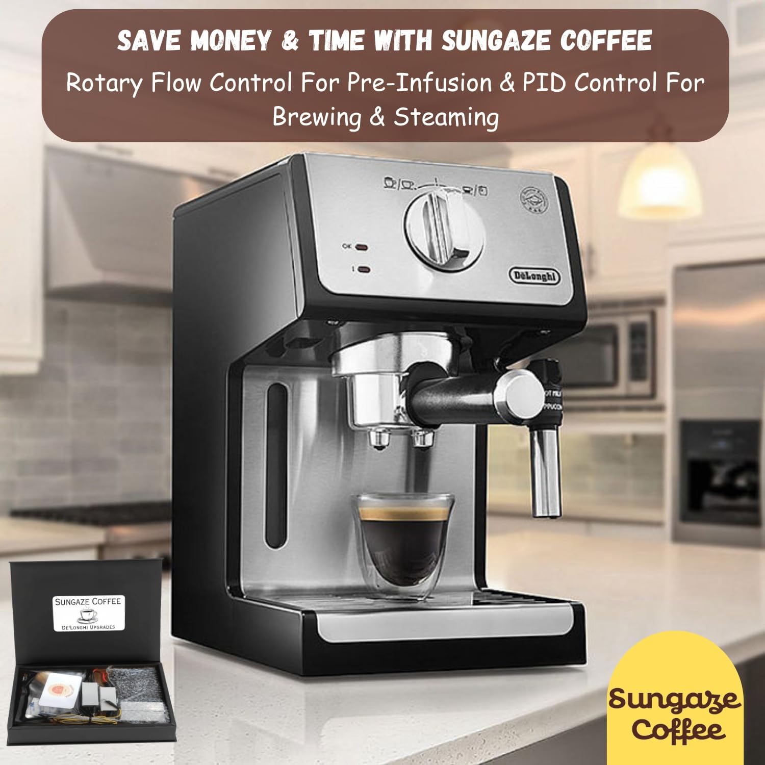 Upgrade Kit for DeLonghi, Advanced PID & Flow Control for ECP3420, 3120, & 3630 Models - Achieve $1,000+ Quality Shots with Enhanced Brew, Steam, & Pre-Infusion Performance for De'Longhi