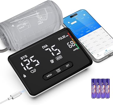 ZOETOUCH Smart Bluetooth Blood Pressure Monitor for Home Use, Clinically Accurate, Upper Arm Digital Wireless BP Machine with Large LED Display, App Connectivity, 2 Users, Fits Arms 8.7-16.5"